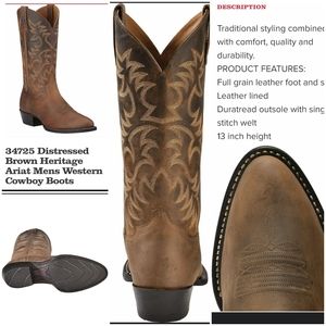 NWOB ARIAT Distressed Heritage Boots.  Sz 8.5